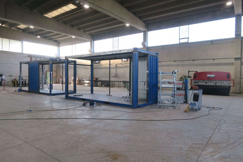 Allestimenti trasformazioni container, carpenteria metallica, taglio e lavorazioni